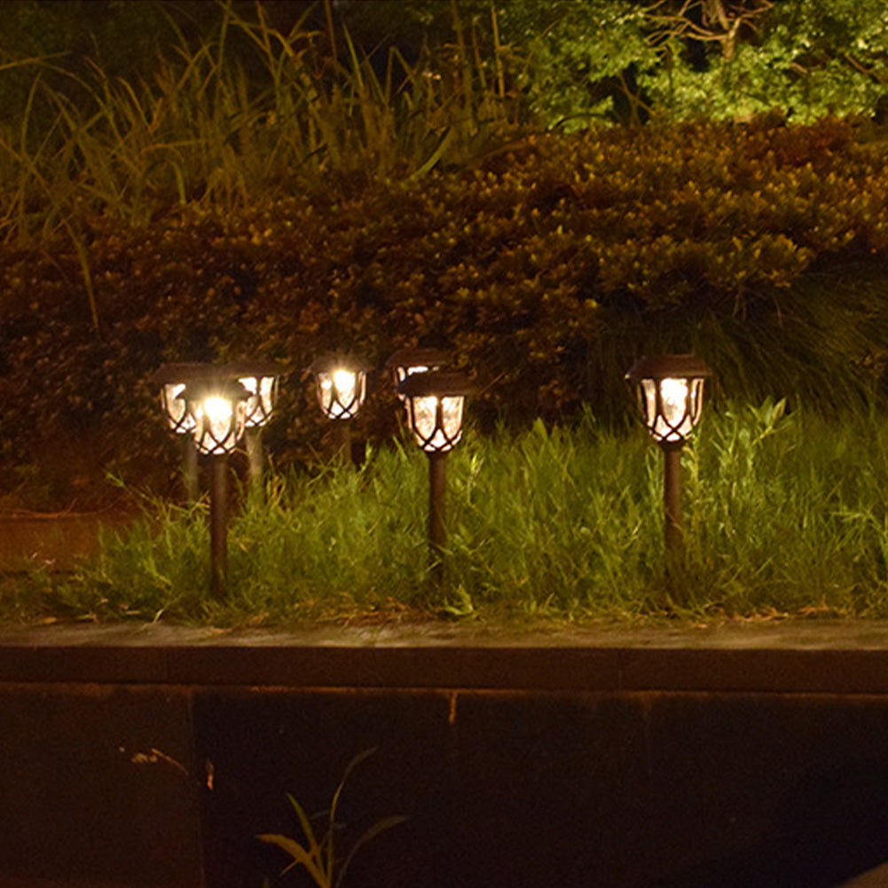 Solar Pathway Lights Outdoor 10 Pack Waterproof Auto On/Off Outdoor Solar Lights For Yard Landscape Path Lawn Patio Walkway Brown - white light