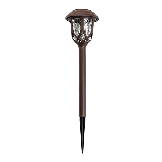 Solar Pathway Lights Outdoor 10 Pack Waterproof Auto On/Off Outdoor Solar Lights For Yard Landscape Path Lawn Patio Walkway Brown - white light