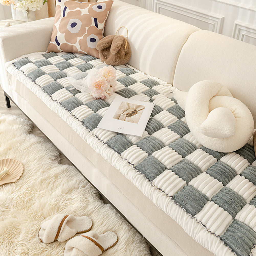 Funny Fuzzy Couch Cover Cream-Coloured Plaid Magic Sofa Protective Cover Anti-Slip Pet Mat Bed Coffee 70x180cm