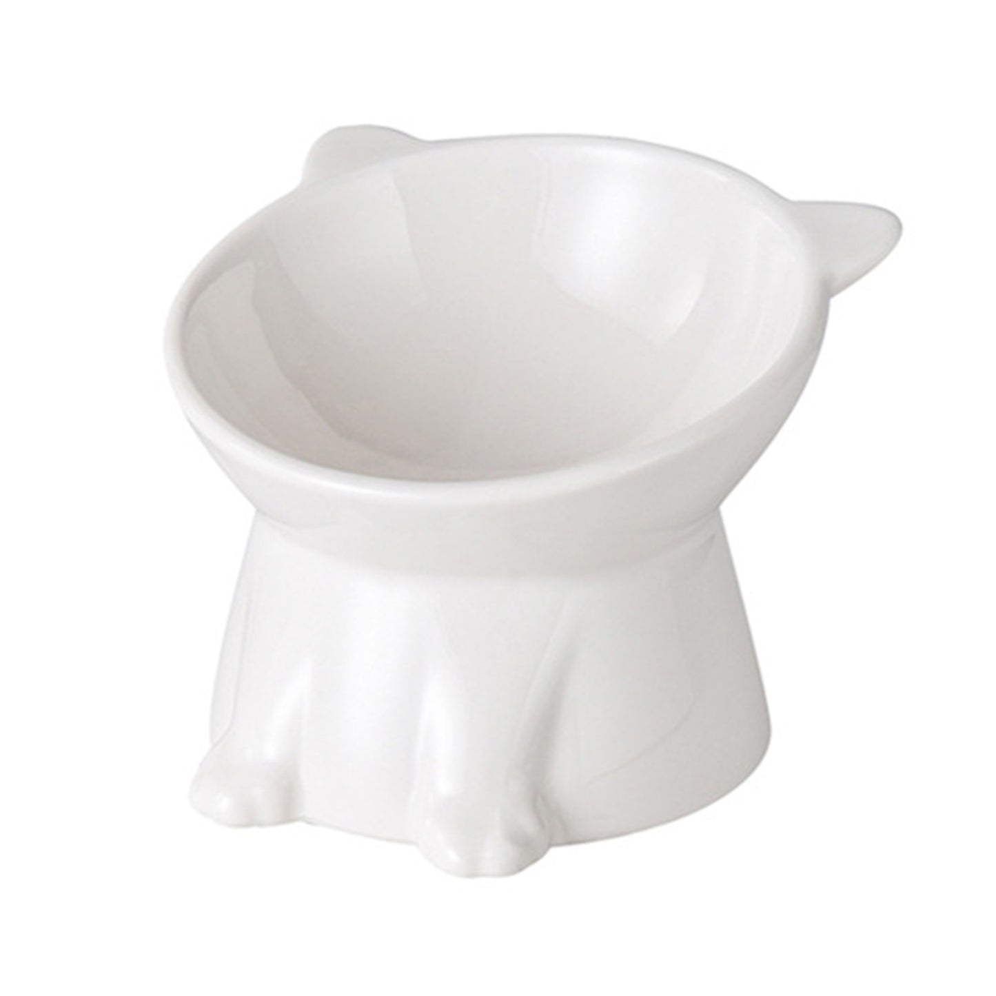Ceramic Raised Cat Bowls Tilted Elevated Food Water Bowls Anti Vomit Microwave Dishwasher Safe Cat Bowl Pet Supplies white
