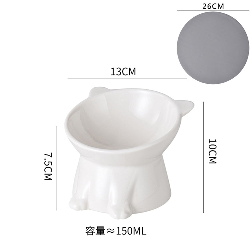 Ceramic Raised Cat Bowls Tilted Elevated Food Water Bowls Anti Vomit Microwave Dishwasher Safe Cat Bowl Pet Supplies white