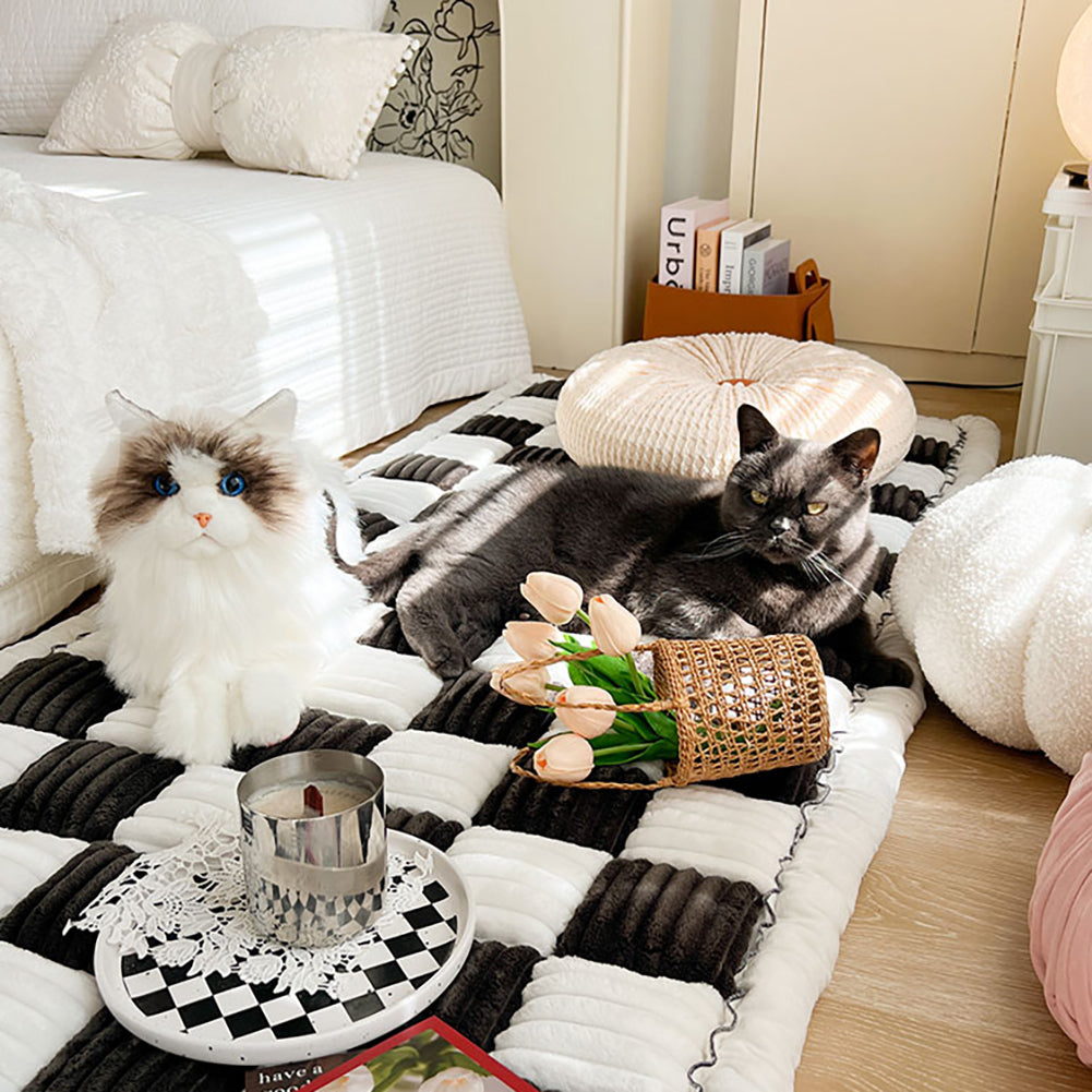 Funny Fuzzy Couch Cover Cream-Coloured Plaid Magic Sofa Protective Cover Anti-Slip Pet Mat Bed Black 70x180cm