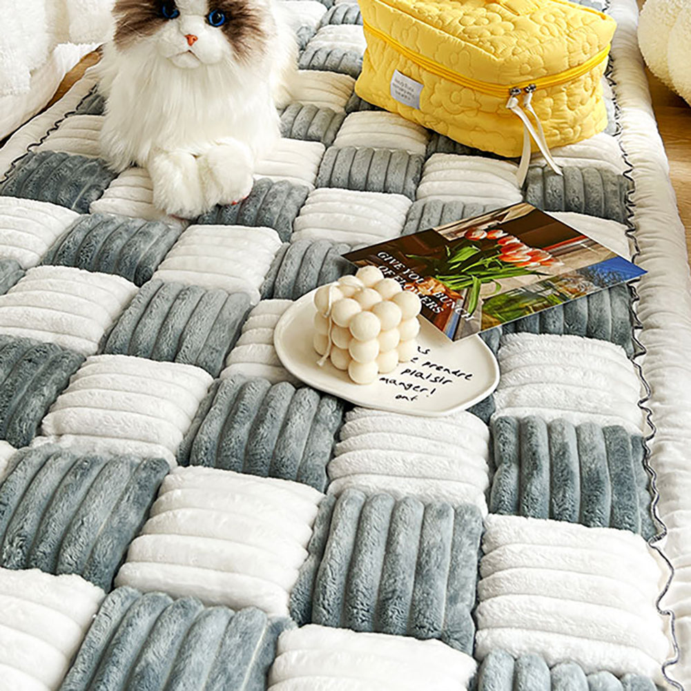 Funny Fuzzy Couch Cover Cream-Coloured Plaid Magic Sofa Protective Cover Anti-Slip Pet Mat Bed Coffee 70x210cm