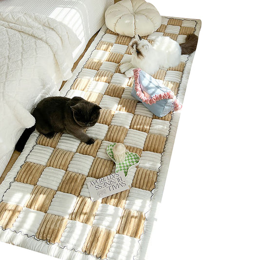 Funny Fuzzy Couch Cover Cream-Coloured Plaid Magic Sofa Protective Cover Anti-Slip Pet Mat Bed Coffee 70x210cm