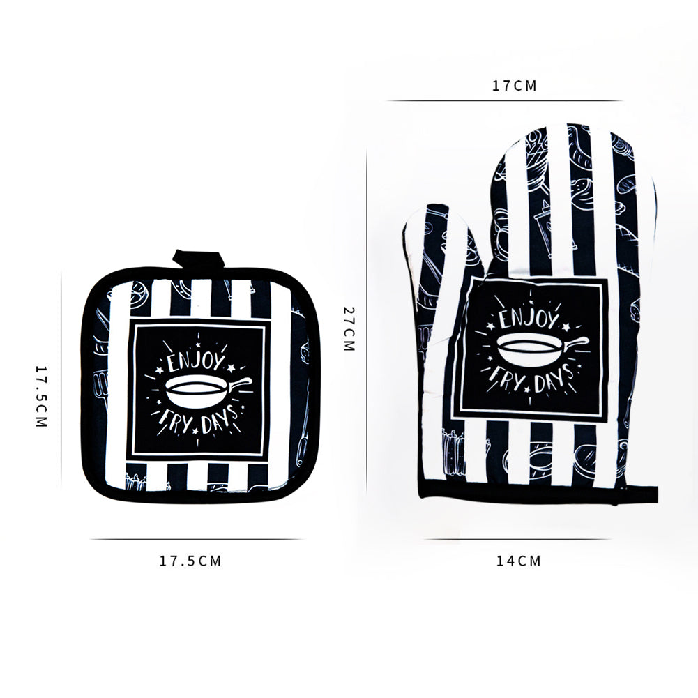2Pcs Oven Mitts Pot Holders Sets Cute Print Heat Resistant Kitchen Mittens Cooking Gloves For Microwave BBQ Baking Grilling Yellow wheat style