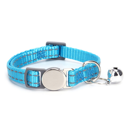 Cat Collars With Bells Adjustable Size Anti Loss Pet Neck Accessories Pet Supplies For Small Medium Large Cats sky blue [No engraving] 1.0 x 20-30CM