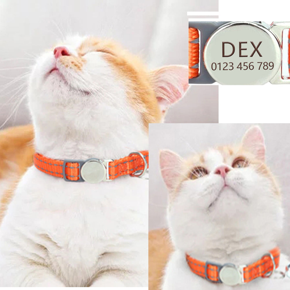 Cat Collars With Bells Adjustable Size Anti Loss Pet Neck Accessories Pet Supplies For Small Medium Large Cats sky blue [No engraving] 1.0 x 20-30CM