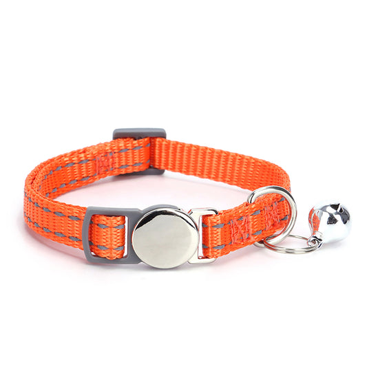 Cat Collars With Bells Adjustable Size Anti Loss Pet Neck Accessories Pet Supplies For Small Medium Large Cats orange [No engraving] 1.0 x 20-30CM
