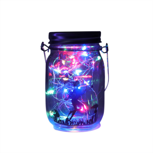 Mason Jar Solar Lamp With 2V80MAH Solar Panel IP65 Waterproof Hanging Light Outdoor Christmas Wedding Birthday Party Garden Decor color transparent