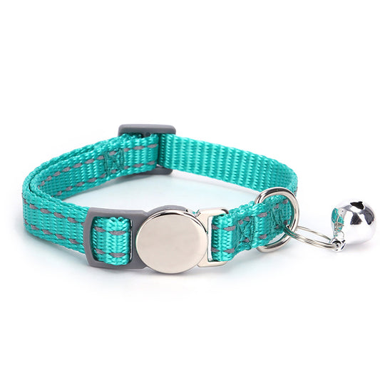Cat Collars With Bells Adjustable Size Anti Loss Pet Neck Accessories Pet Supplies For Small Medium Large Cats green [No engraving] 1.0 x 20-30CM