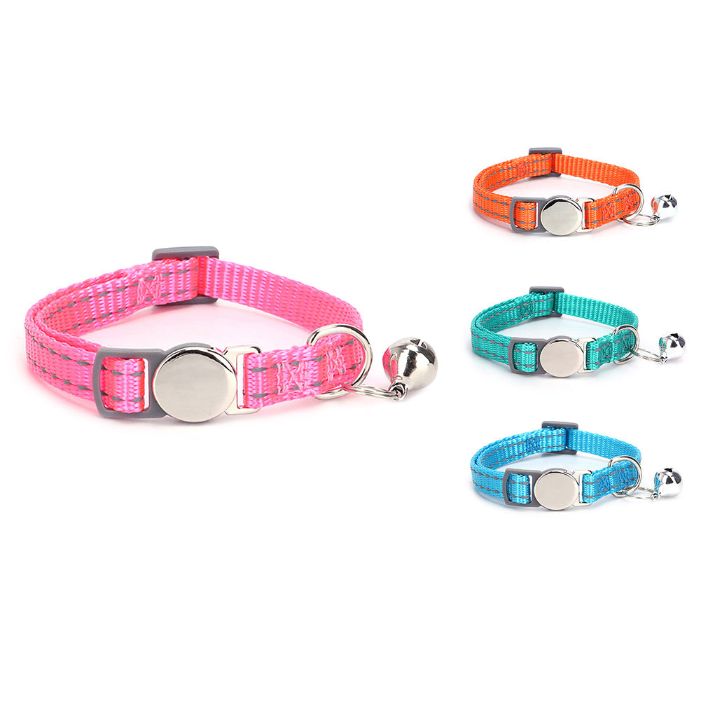 Cat Collars With Bells Adjustable Size Anti Loss Pet Neck Accessories Pet Supplies For Small Medium Large Cats pink [No engraving] 1.0 x 20-30CM