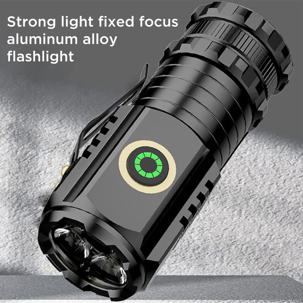Portable Mini LED Mini Flashlight With Clip Super Bright Strong Light Aluminum Alloy Outdoor Emergency Lighting Tool (8 x 3CM) Non-magnetic (no batteries)