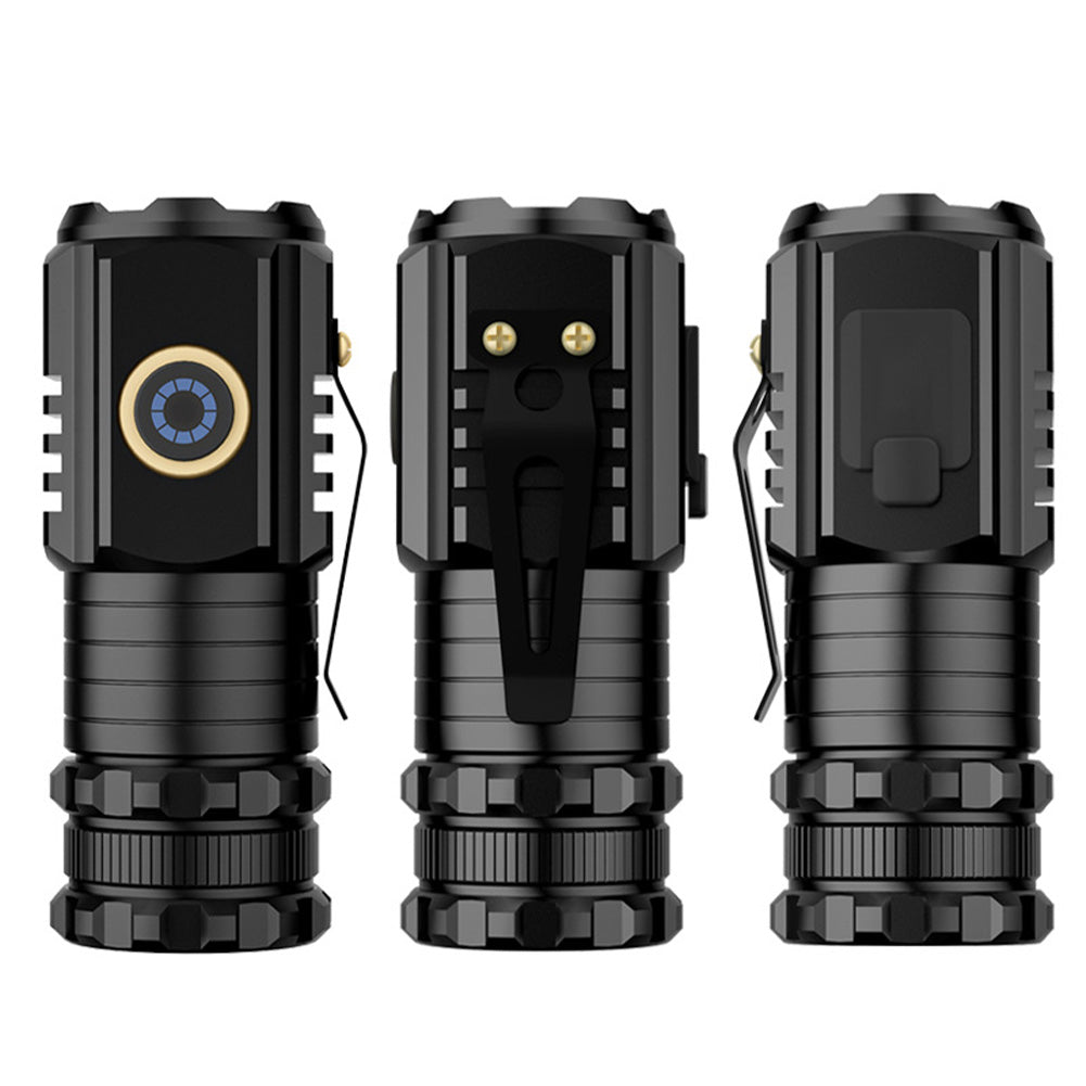 Portable Mini LED Mini Flashlight With Clip Super Bright Strong Light Aluminum Alloy Outdoor Emergency Lighting Tool (8 x 3CM) Non-magnetic (no batteries)