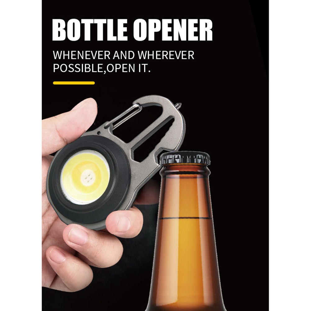 Powerful Cob Keychain Flashlight 500LM High Brightness Portable Lightweight Work Light Window Breaker Screwdriver grey