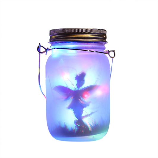 Mason Jar Solar Lamp With 2V80MAH Solar Panel IP65 Waterproof Hanging Light Outdoor Christmas Wedding Birthday Party Garden Decor color frosted