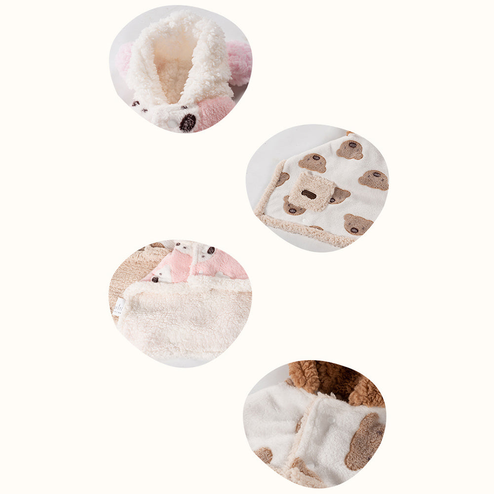Dog Cloak Winter Warm Cape Cute Cartoon Bear Blanket Nightgown Pet Supplies For Small Medium Large Dogs brown S (suitable for 1.5-3 kg)