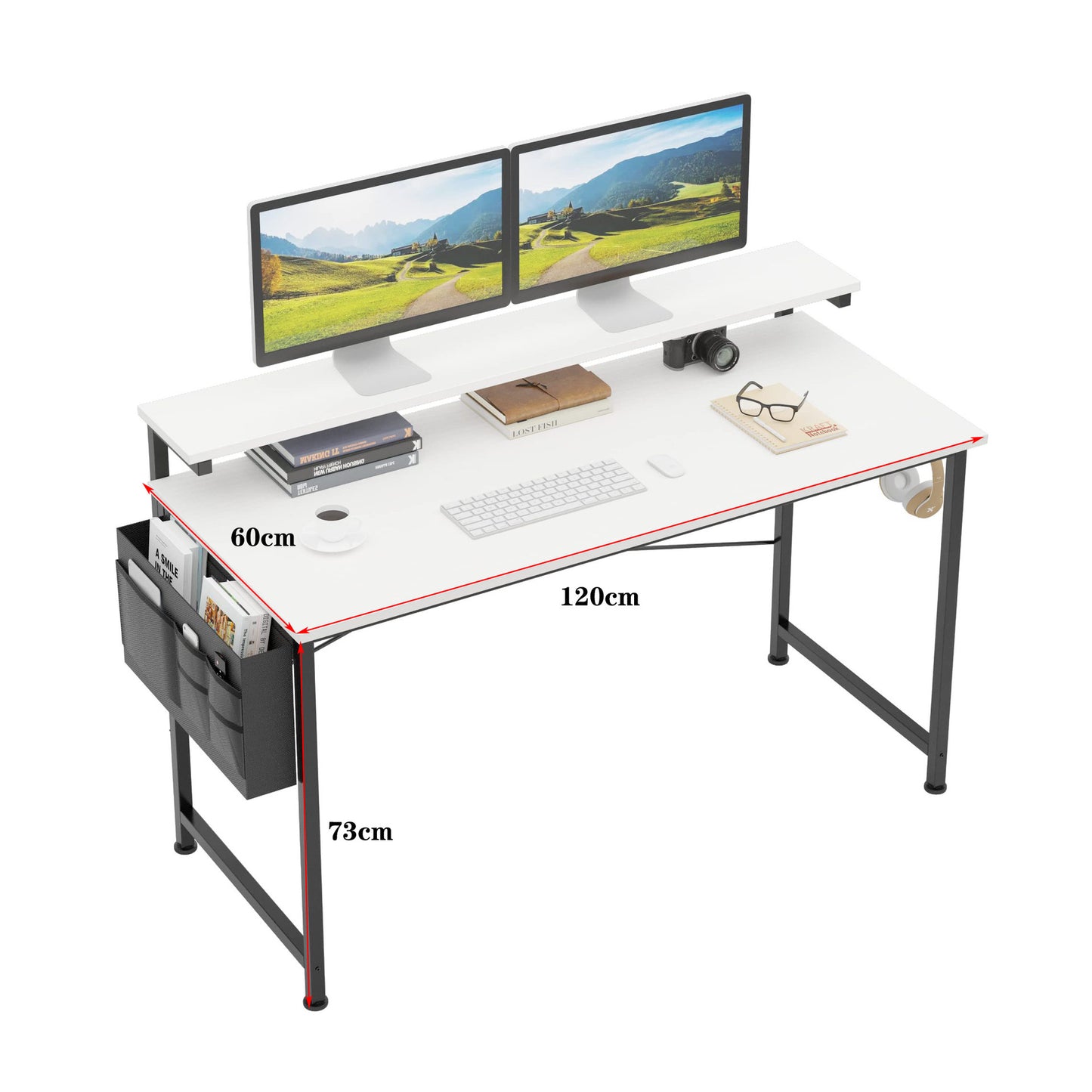 Simple Computer Desk With Side Pocket Modern Minimalist
