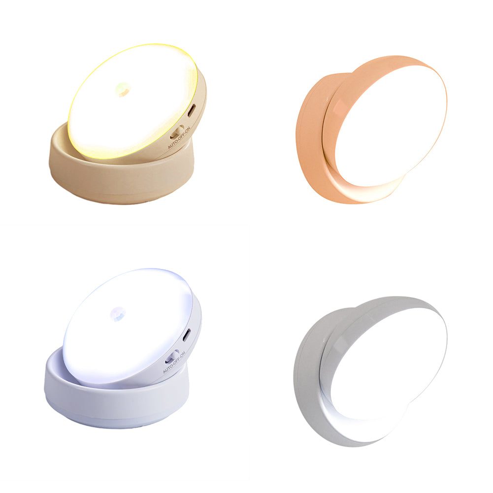 Led Wall Lamps 360 Rotated Motion Sensor Night Light Rechargeable Auto/On/Off Cabinet Light Flashlight Battery type [white