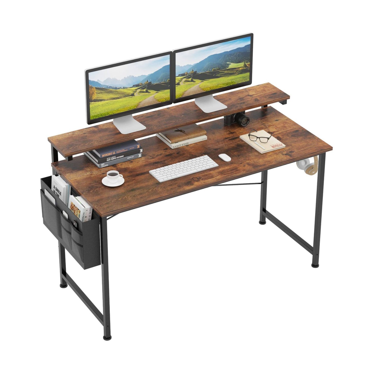 Simple Computer Desk With Side Pocket Modern Minimalist