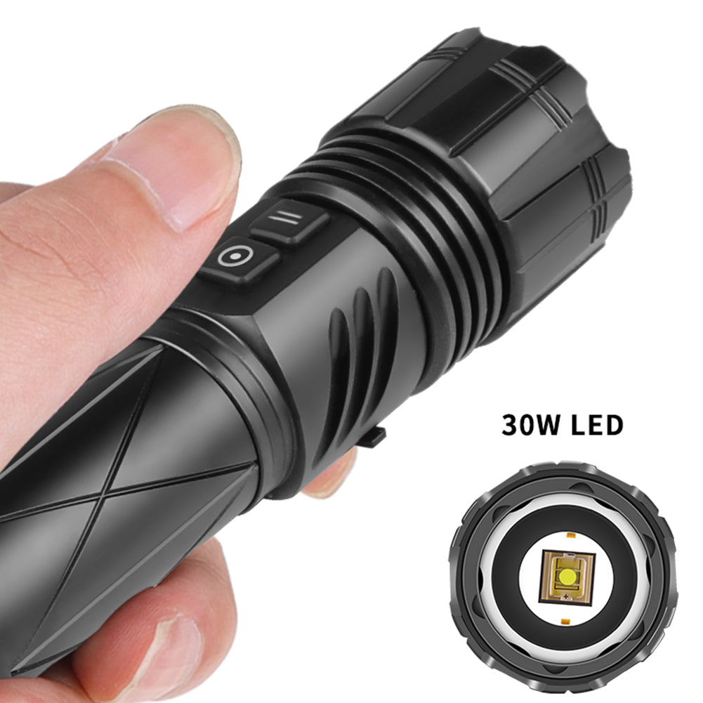 30W LED Mini Flashlight Type-c Charging XHP70 Strong Light Aluminum Alloy Hand Lantern For Emergency Camping Hiking 1472 white flashlight