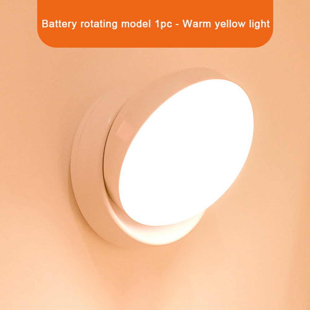 Led Wall Lamps 360 Rotated Motion Sensor Night Light Rechargeable Auto/On/Off Cabinet Light Flashlight Battery type warm yellow