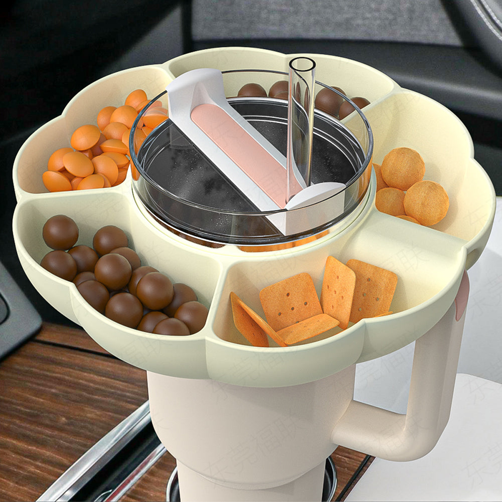 Silicone Snack Tray For 40 Oz Tumbler With Handle Cup Accessories Suitable For Parties Movies Shopping Driving Beige