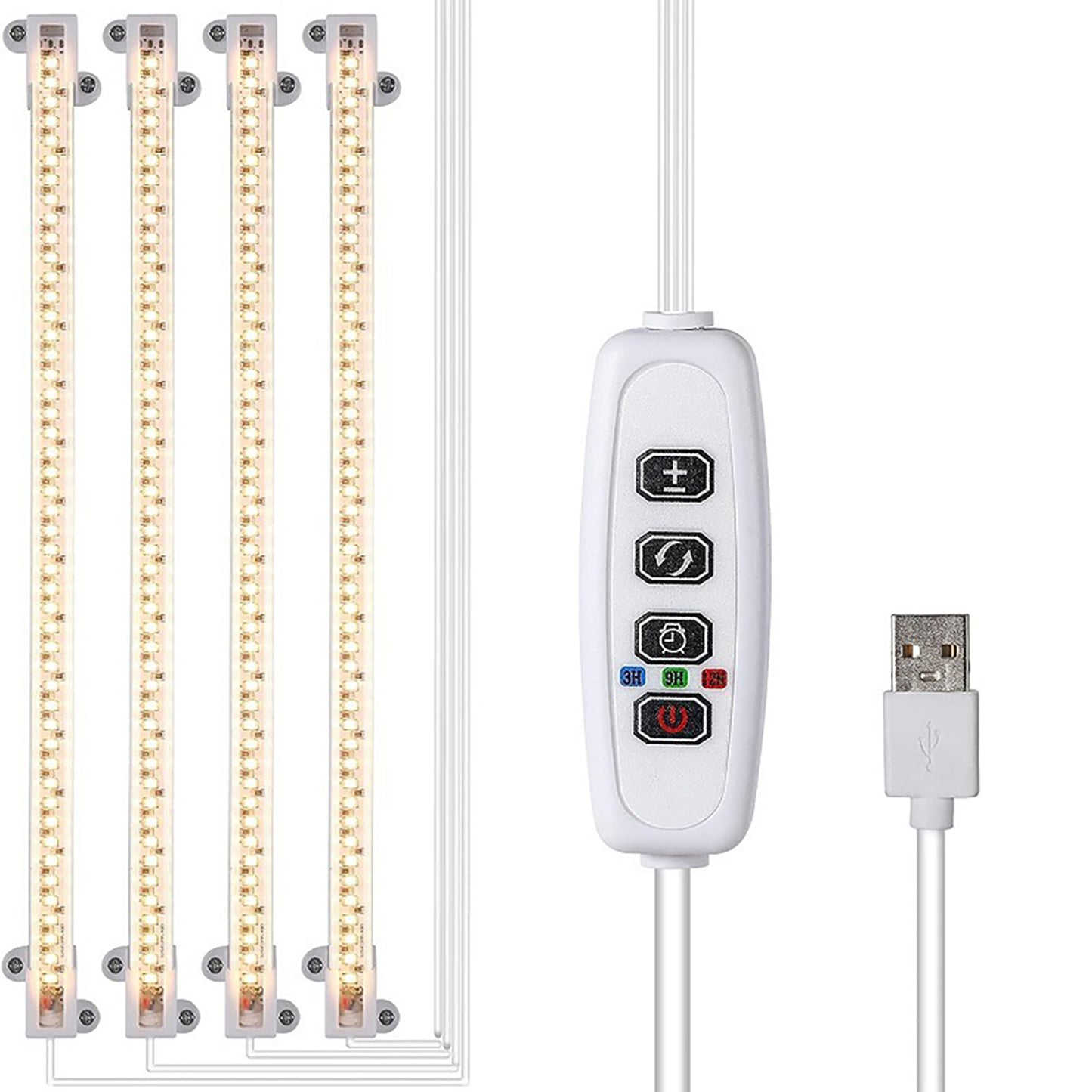 LED Plant Grow Light Strips Full Spectrum USB Auto ON/Off Timer 9 Dimmable Levels Sunlike Grow Lamp For Indoor Plants Strip 3 heads