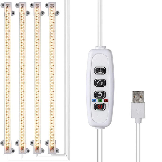 LED Plant Grow Light Strips Full Spectrum USB Auto ON/Off Timer 9 Dimmable Levels Sunlike Grow Lamp For Indoor Plants Strip 3 heads