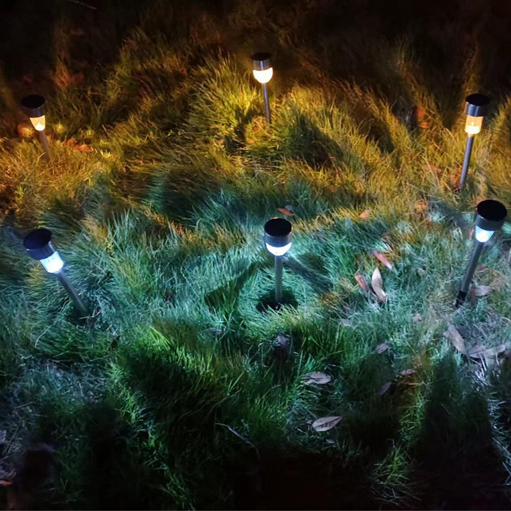 5pcs Outdoor LED Solar Lawn Lights With 2V/40MAH Solar Panel IP55 Waterproof Stainless Steel Stake Lights Garden Lamp (4.5 x 29.5cm/5.5 x 36.5cm) 4.5cm