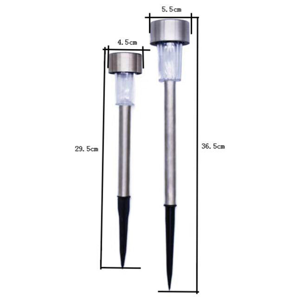 5pcs Outdoor LED Solar Lawn Lights With 2V/40MAH Solar Panel IP55 Waterproof Stainless Steel Stake Lights Garden Lamp (4.5 x 29.5cm/5.5 x 36.5cm) 5.5cm