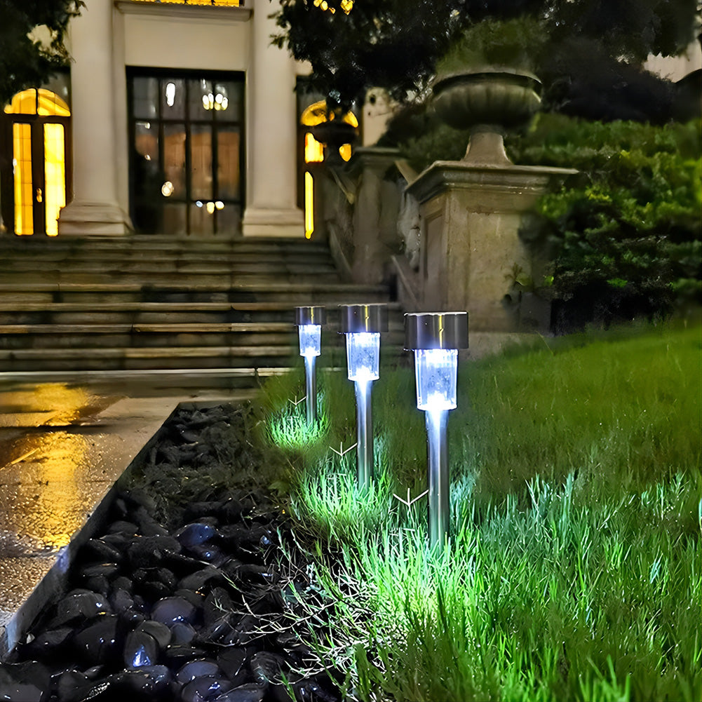 5pcs Outdoor LED Solar Lawn Lights With 2V/40MAH Solar Panel IP55 Waterproof Stainless Steel Stake Lights Garden Lamp (4.5 x 29.5cm/5.5 x 36.5cm) 5.5cm