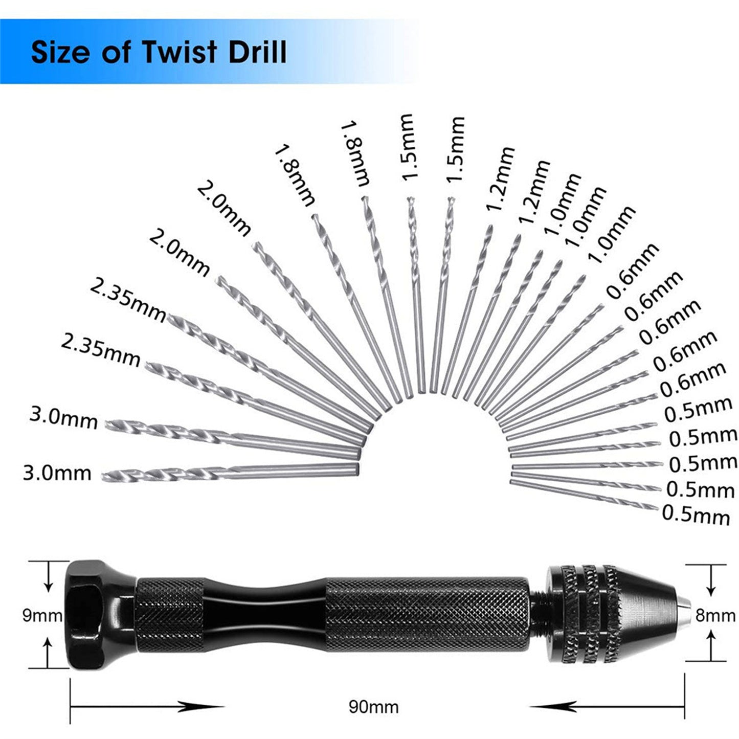 26 Pcs 0.5-3.0 Mm Drill Bit Set With Plastic Box High Speed Steel Woodworking Tool Rotary Tools Accessories For Professionals 26pcs Drill Bit set