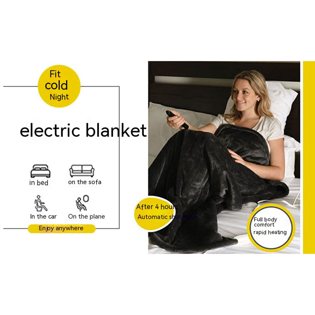 Electric Blanket 63"" x 51"" Super Soft Flannel Heated Blanket With 6 Heating Levels 2-4-6-10 Hours Auto Off Machine Washable EU Plug dark gray