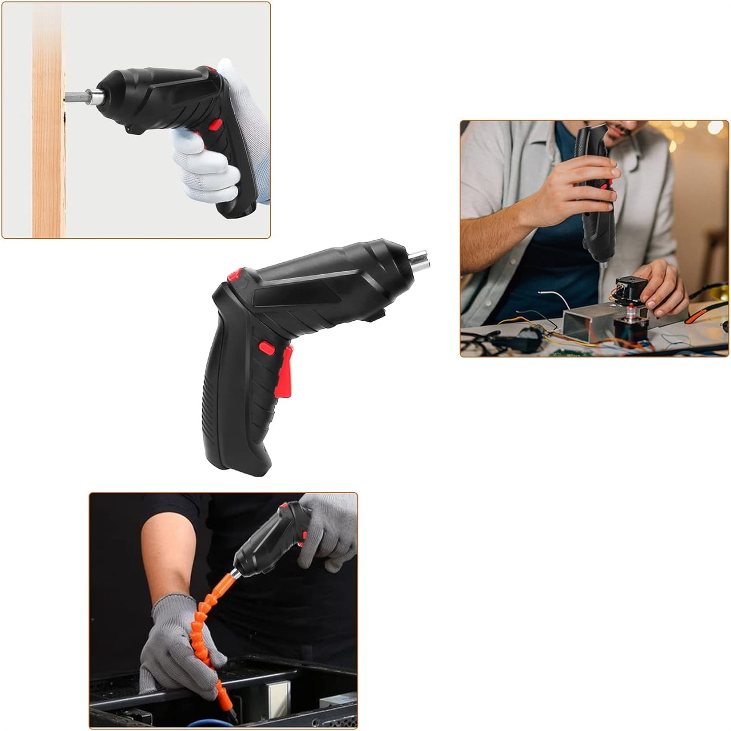 47PCS 3.6v Electric Screwdriver Set 1800mah Battery Powered Portable Cordless Power Screwdriver with LED Light Black