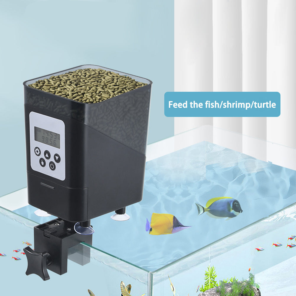 Automatic Fish Feeder 450ml Large Capacity Adjustable Feeding Amount Intelligent Timing Aquarium Supplies 9x11x14.2cm