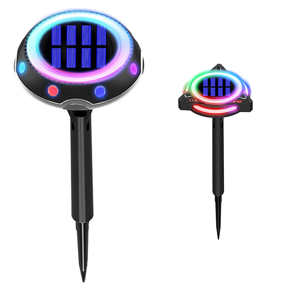 4W LED Solar Garden Light Built-in Solar Panel Weatherproof Color Changing Outdoor Courtyard Lamp For Fence Pathway Trees Garden Yard Round spot model