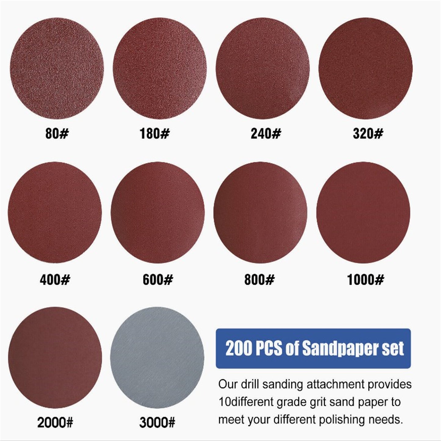 203 Pieces 2 Inch Sanding Disc 80-3000 Sandpaper Hook Loop Sanding Pads For Drill Grinder Rotary Tools 203pcs