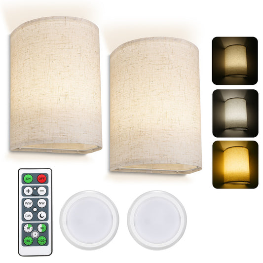 2pcs Led Wall Lamp With Remote Control 3 Color Temperature Rechargeable Wireless Design Bedroom Bedside Lamp For Bedrooms Living Rooms Dual color battery