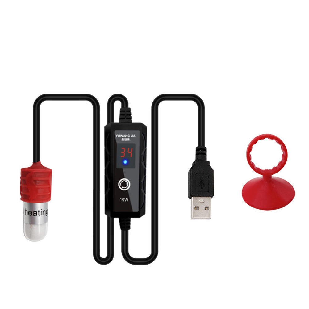 USB Mini Fish Tank Heater 2 Temperature Control Methods Winter Fish Tank Accessories For Marine Saltwater Freshwater 15w