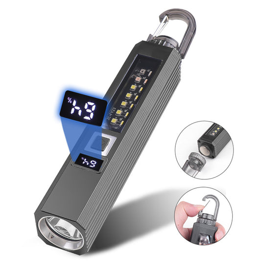 LED Flashlight Rechargeable Multipurpose Portable Strong Light Work Light With Digital Power Display Magnetic Hook For Outdoor Camping Fishing X111 flashlight