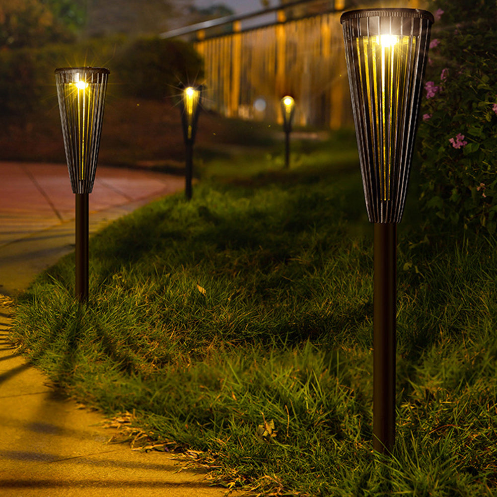 Outdoor Solar Pathway Lights Outdoor IP65 Waterproof Path Bright Lights Decorative White Warm Light For Yard Walkway Lawn Driveway Black shell beta lamp