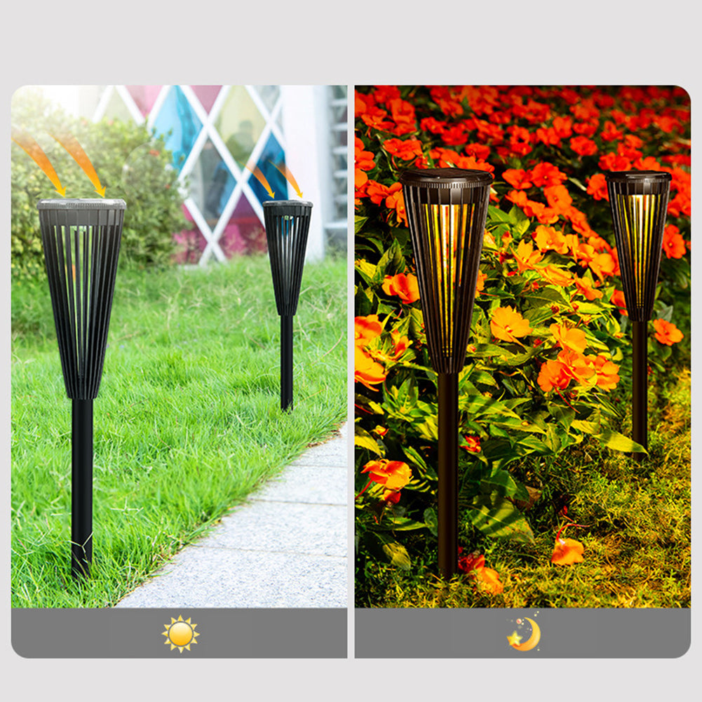 Outdoor Solar Pathway Lights Outdoor IP65 Waterproof Path Bright Lights Decorative White Warm Light For Yard Walkway Lawn Driveway Black shell beta lamp