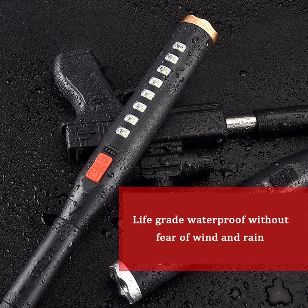 5W LED Flashlight With Indicator Light 300LM High Brightness 5 Lighting Modes USB Rechargeable Strong Light Baseball Bat Torch For Camping Emergencies Hiking black