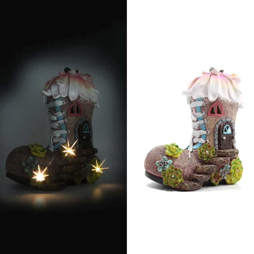 Creative Shoe Solar Decorative Lights Resin Ornaments IP44 Waterproof Landscape Lamp For Garden Decoration (H 22 x L 15 x W 8.5) Creative shoe solar lamp