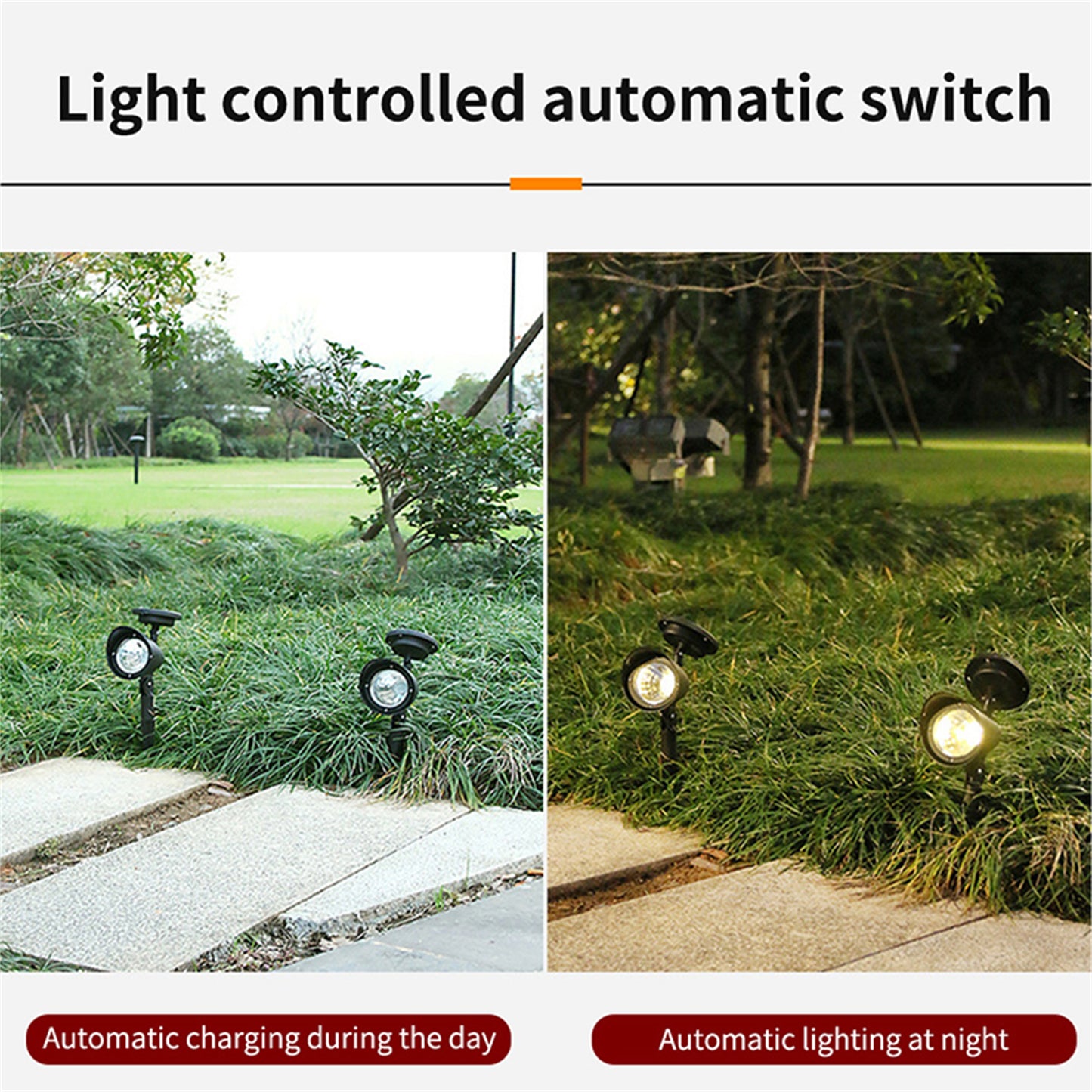 Solar Powered Spotlight 4LED Lamp Waterproof Solar Spotlight In-Ground Landscape Wall Light Outdoor Lighting warm light