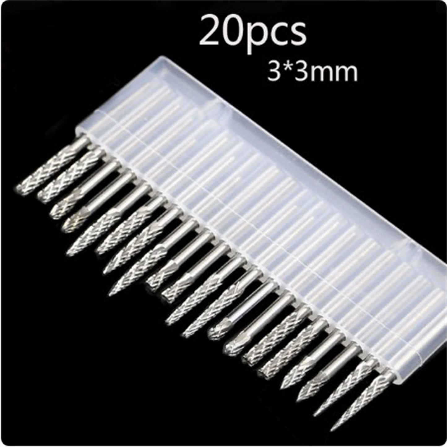 20 PCs Carbide Burr Set Head 3mm Cutting Head Diameter With 1/8 Inch Shank For Woodworking Engraving Drilling Carving 20tungsten steel grinding head