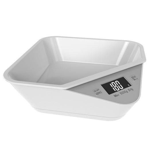 Pet Food Measuring Scale Highly Accurate 5000g Kitchen Digital Food Scale With Bowl For Feeding Pet Cooking Baking White