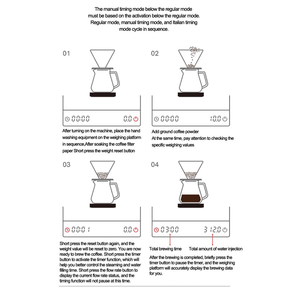 Kitchen Coffee Electronic Scale With Timer 2kg/0.1g High Precision LCD Display USB Charging Espresso Scale For Weighing Food (10x9cm) black