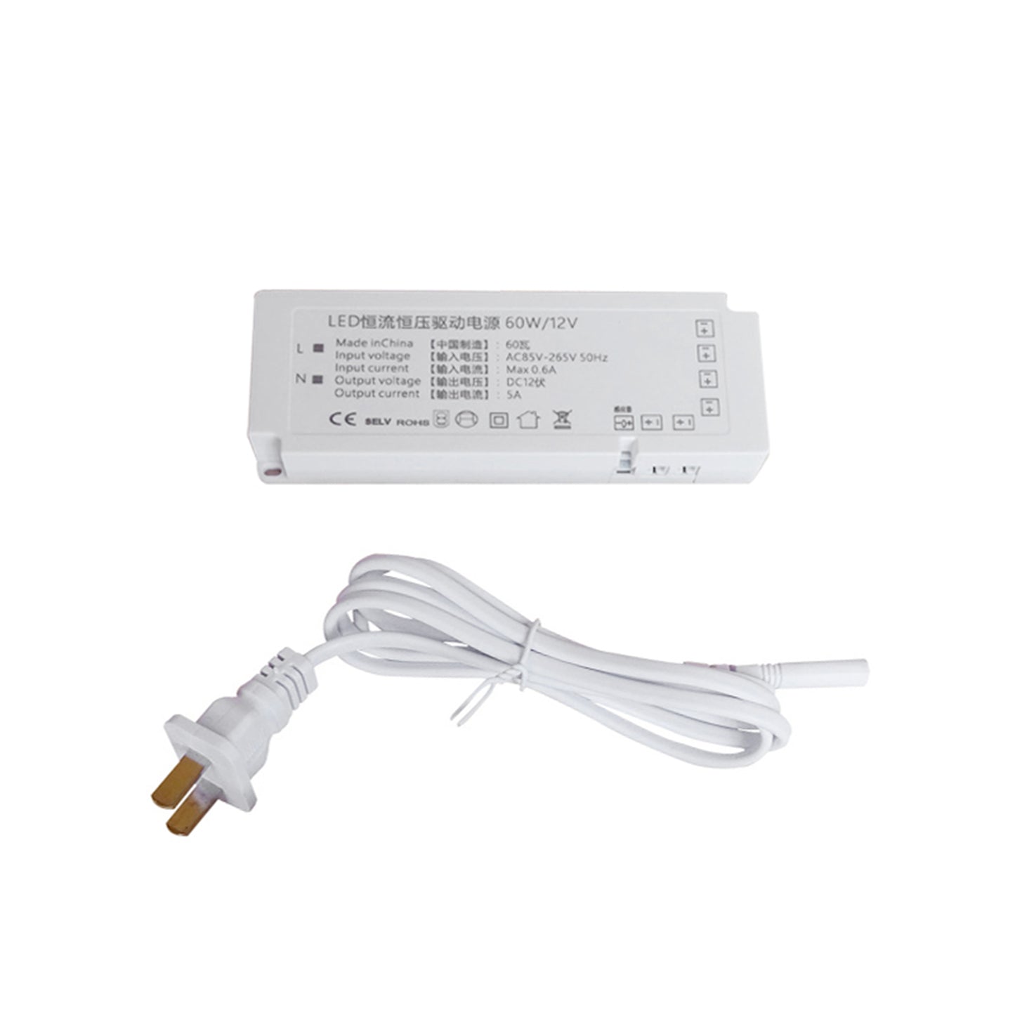 Ultra Slim LED Driver 12V 100W Waterproof IP42 LED Power Supply Transformer With Plug 1.2M Cable AC 58-265V To DC 12V Output For LED Light 15W:3 interface